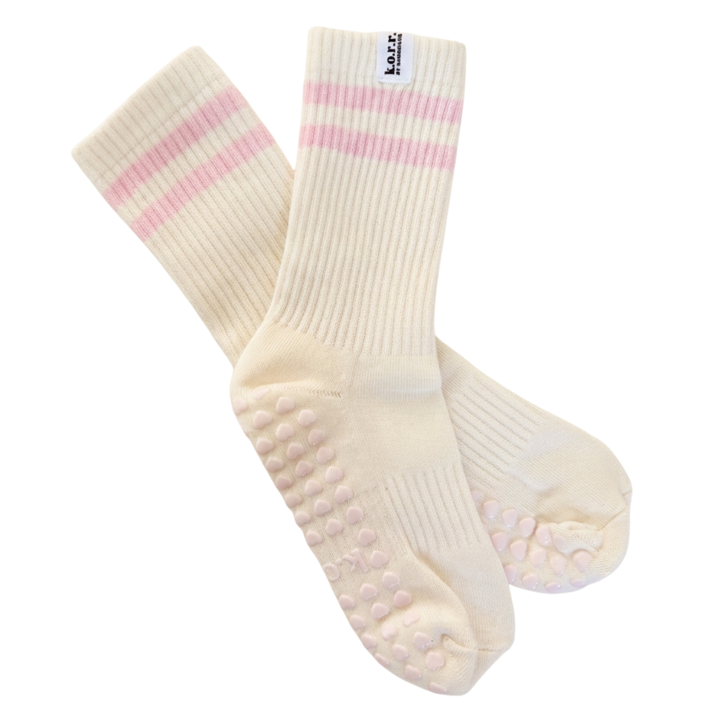 Cream Petal Grip Socks