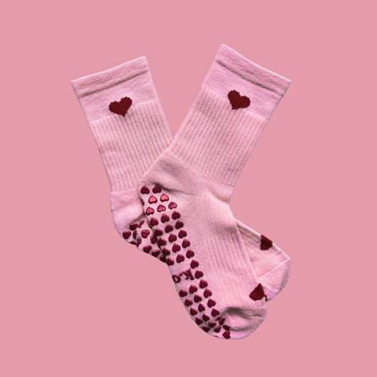 k.o.r.r. Pink Heart Grip Socks